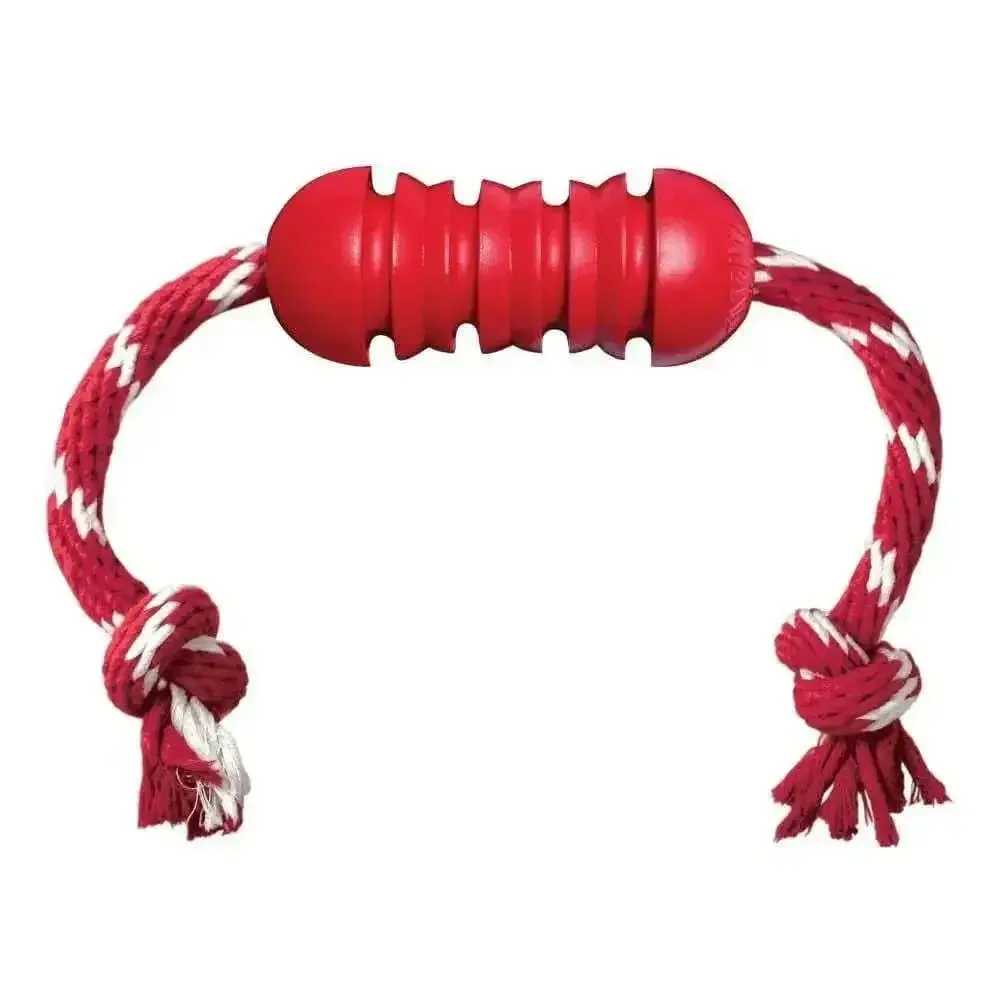 Kong® Dental with Rope Dog Toys Red Medium
