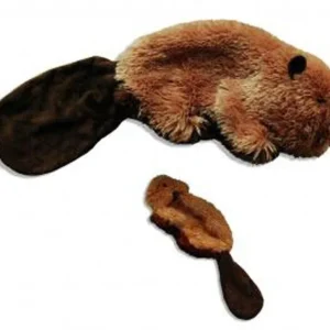 KONG Dr. Noyz Unstuffed Plush Dog Toy Beaver with Squeaker Small