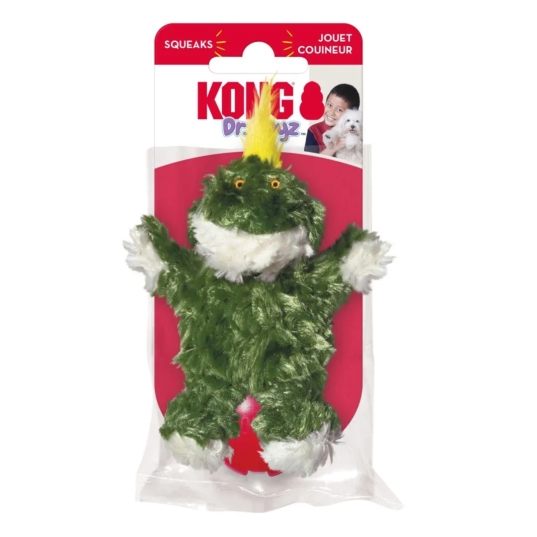 KONG Dr. Noyz Unstuffed Plush Dog Toy Frog with Squeaker X-Small - Image 2