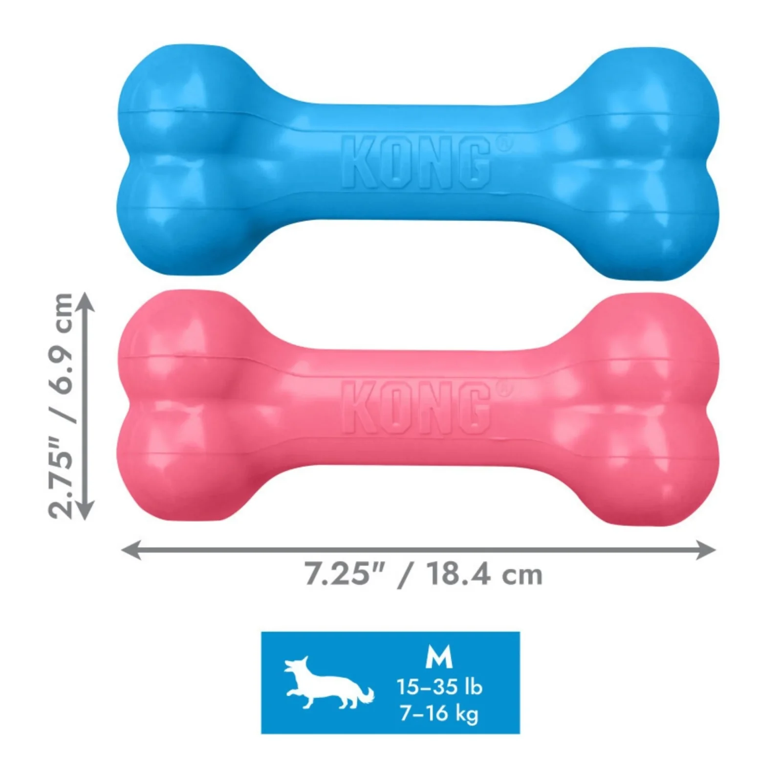 KONG Goodie Bone Puppy Toy Blue Medium - Image 2