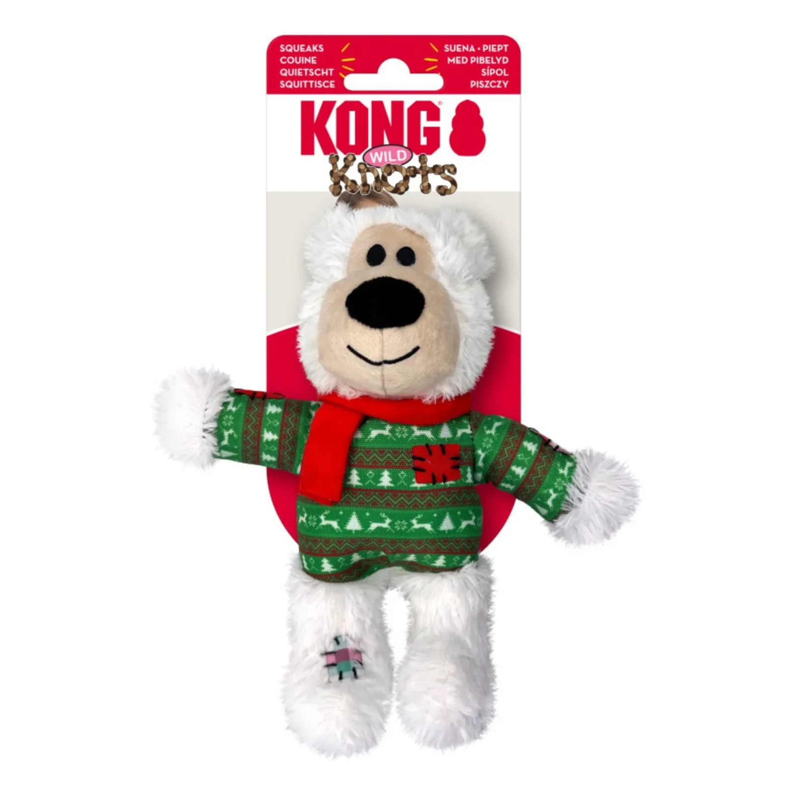 KONG Holiday Wild Knots Bear Dog Toy AssortedColors, Small/Medium