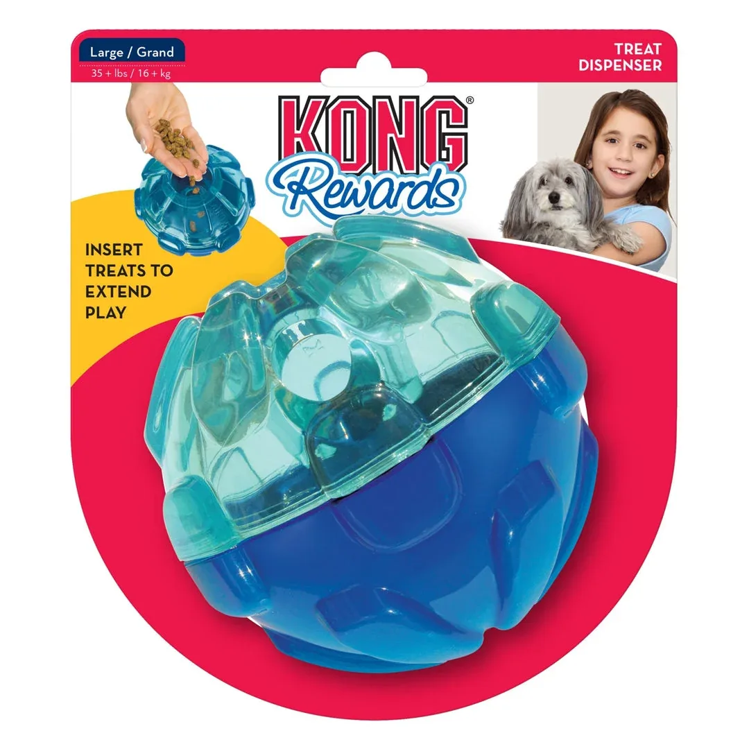 KONG Rewards Ball Treat Dispenser Dog Toy Blue Large - Image 2