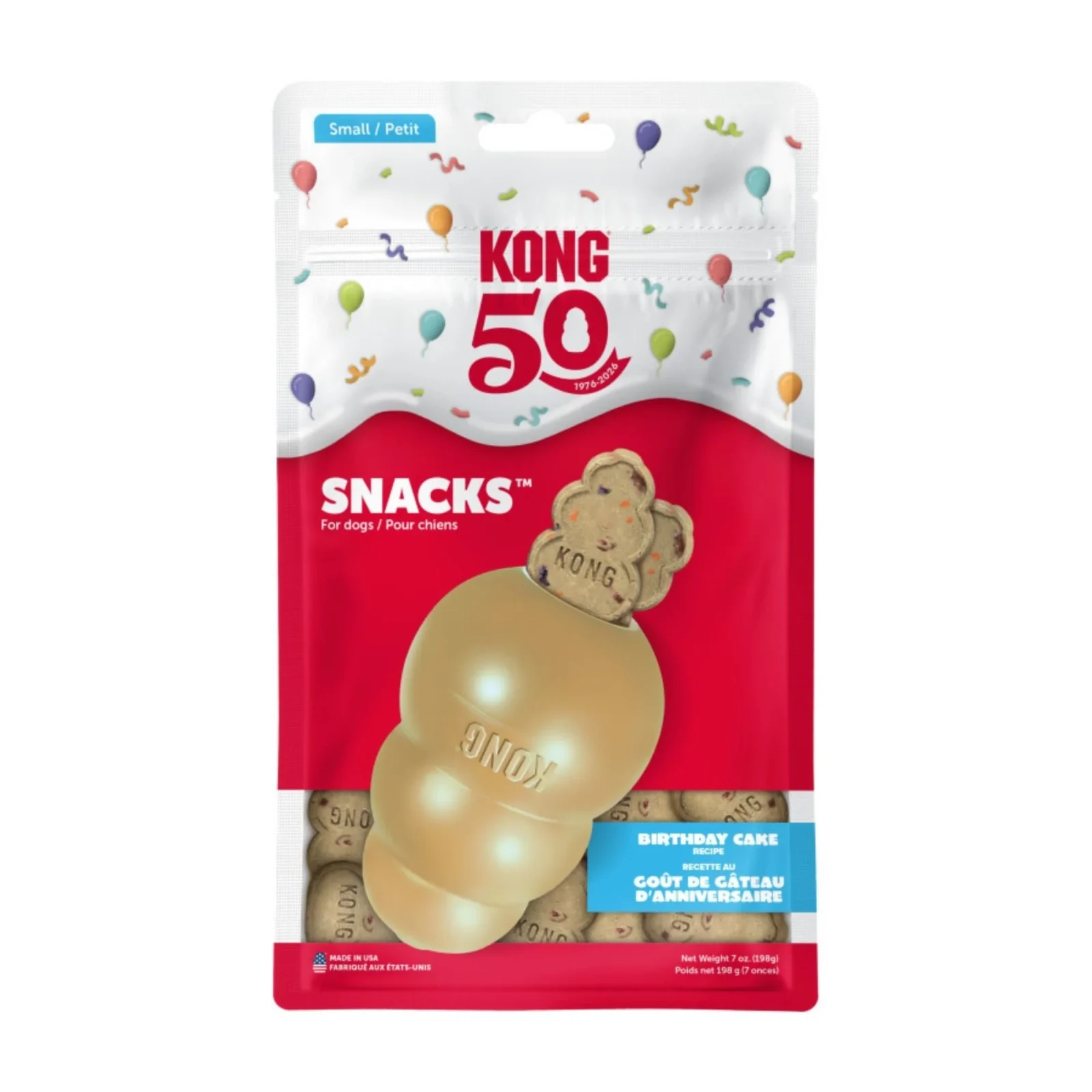 KONG Snacks 50 Year Anniversary Dog Treat Birthday Cake, Small