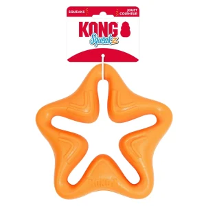 KONG Squeakz Star Dog Toy, Orange, Large