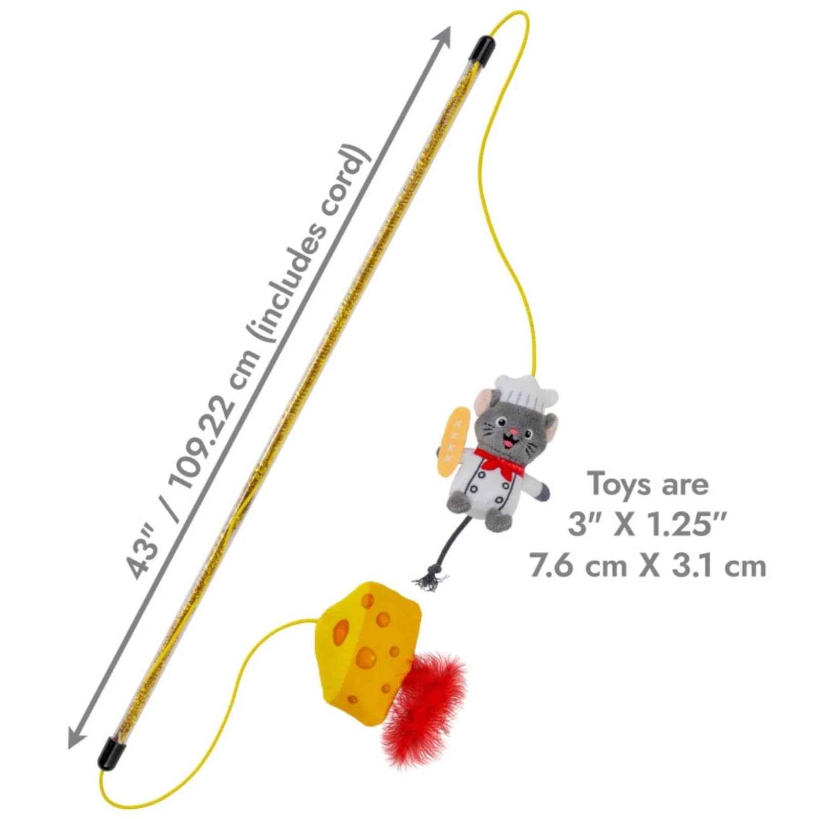 KONG Teaser Dual Mouse & Cheese Cat Wand Toy, One Size - Image 2