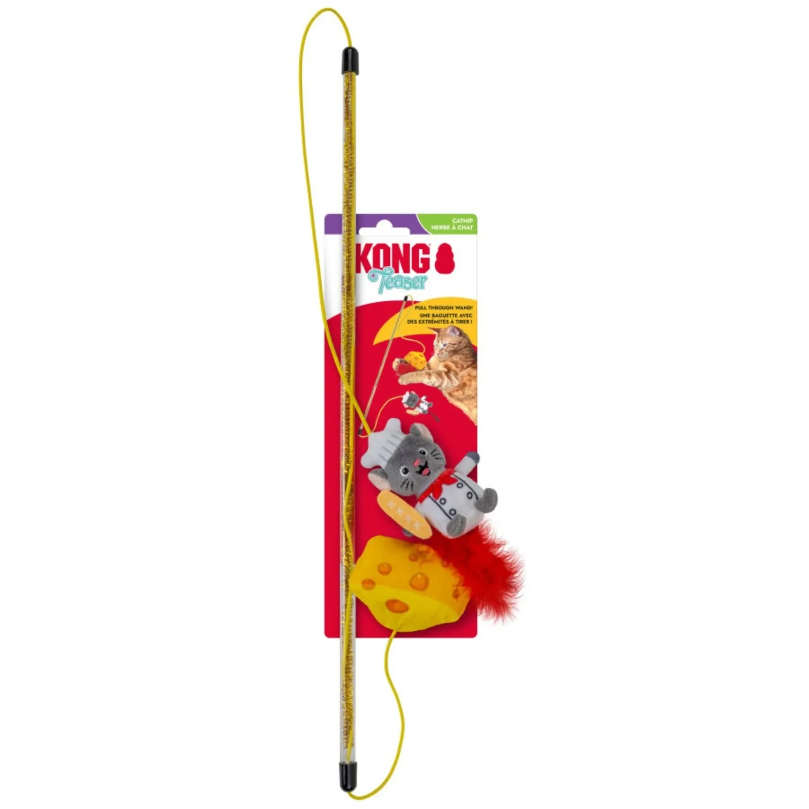 KONG Teaser Dual Mouse & Cheese Cat Wand Toy, One Size