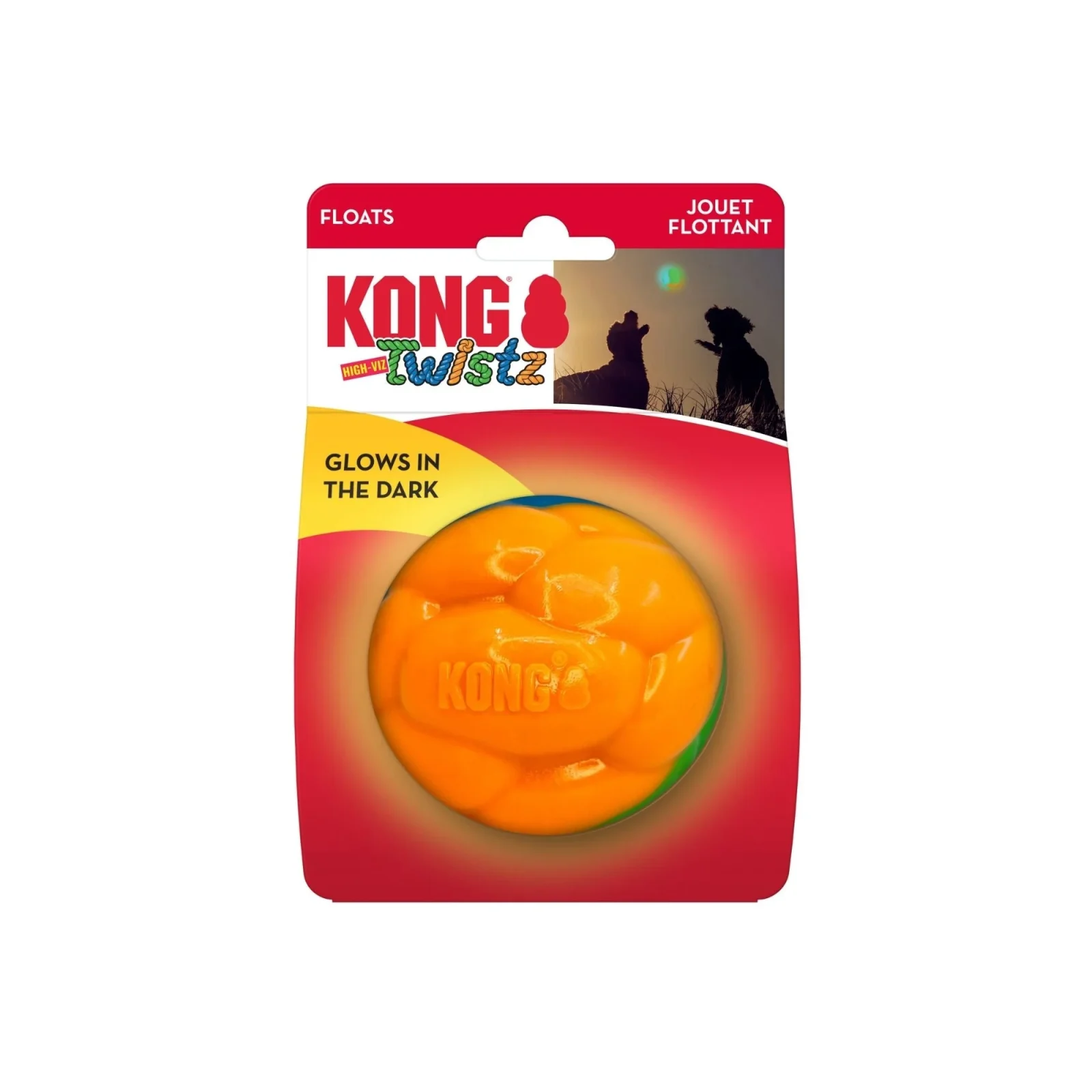 KONG Twistz High Viz Ball Dog Toy, Assorted, Large