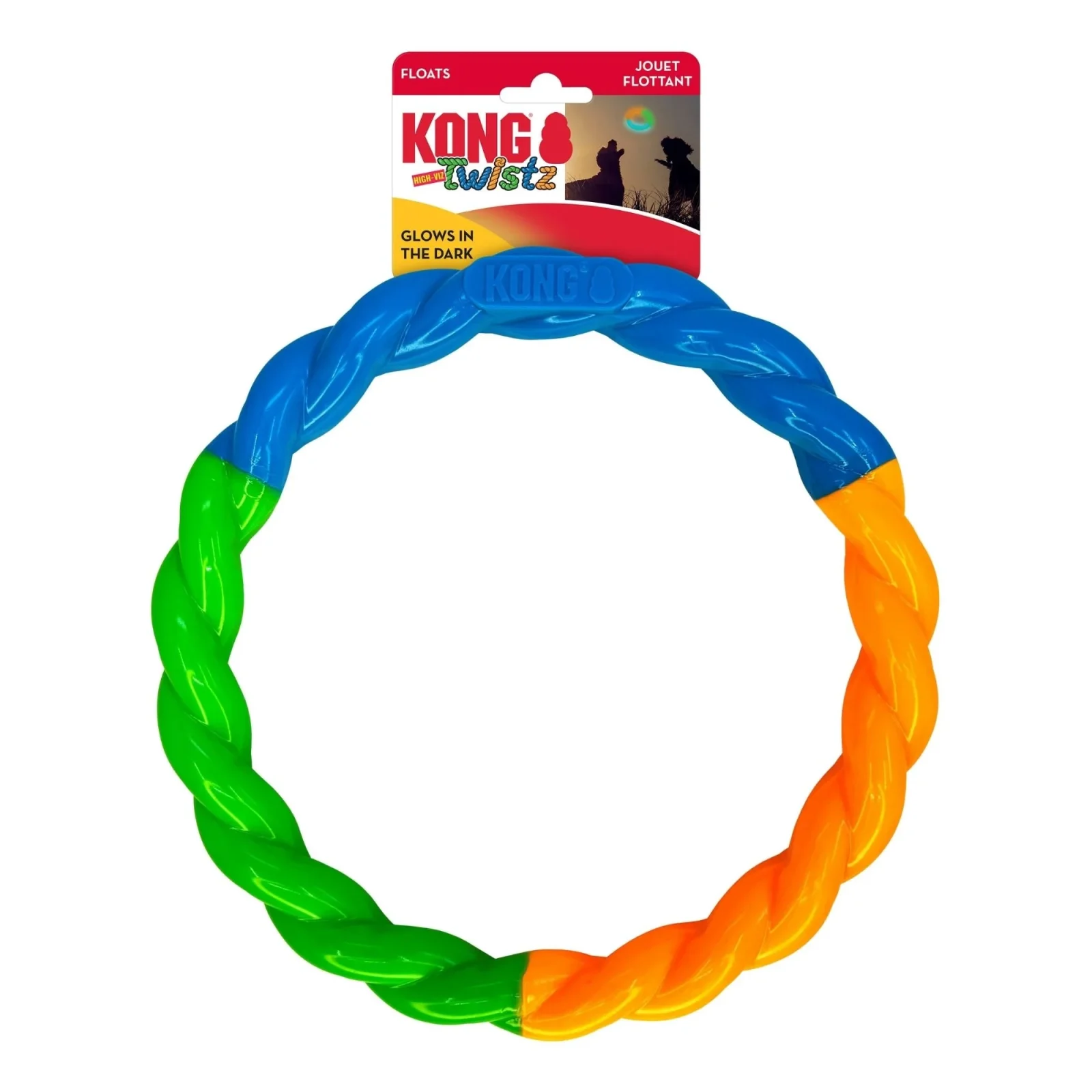 KONG Twistz High Viz Ring Dog Toy, Assorted Large