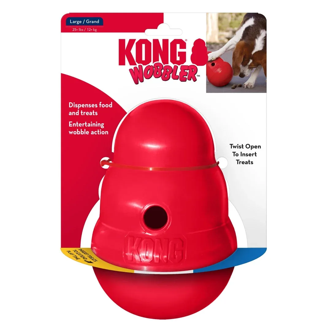 KONG Wobbler Food and Treat Dispenser Dog Toy Red Large - Image 2