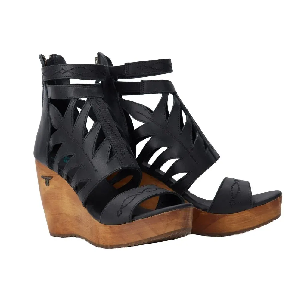 Lane Women`s Jet Black Becca Wedge Sandal
