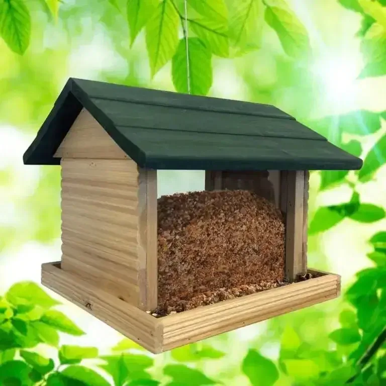 Large Hanging Log Cabin Birdfeeder