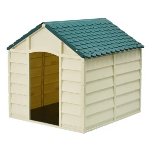 Large Heavy-Duty Outdoor Waterproof Dog House in Beige Polypropylene