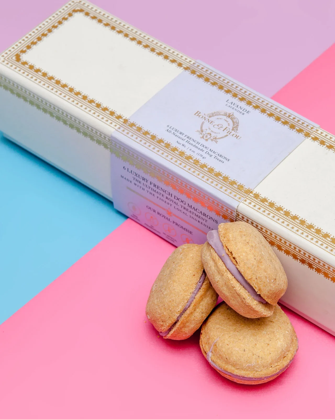 Lavender Macarons Dog Treat Box Set <>