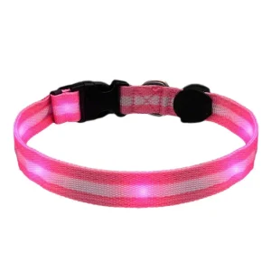 LED Pink Flashing Dog Collar - Rechargeable Safety Collar for Night Walks