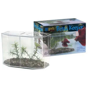 Lee's Aquarium & Pet Products Betta Keeper with Lid Gravel and Plant Clear, 1ea/60oz.