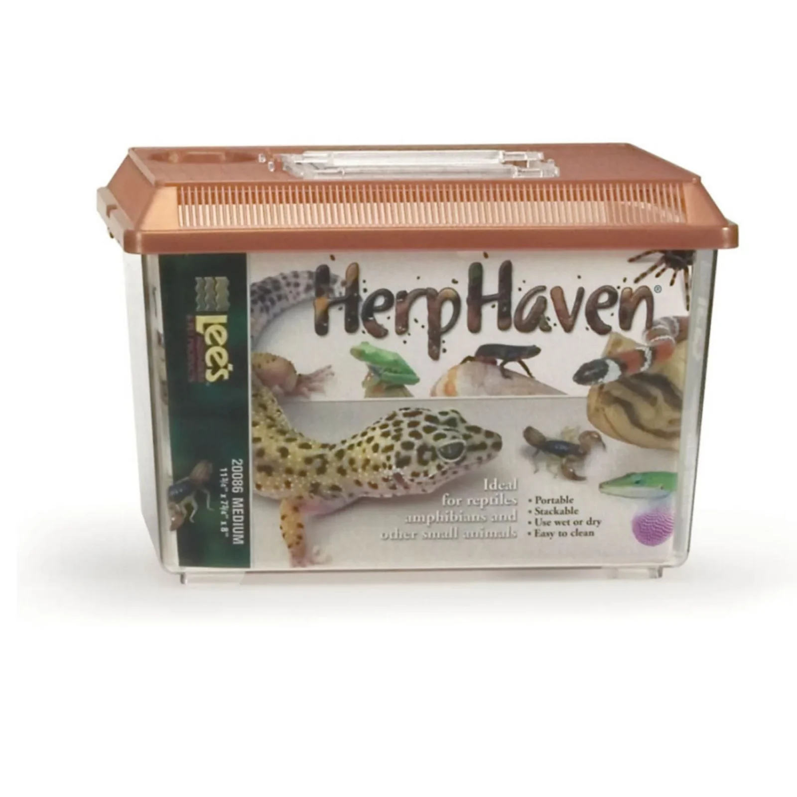 Lee's Aquarium & Pet Products HerpHaven Carrier for Reptiles & Amphibians Black, 1ea/11.75In X 8 in, MD