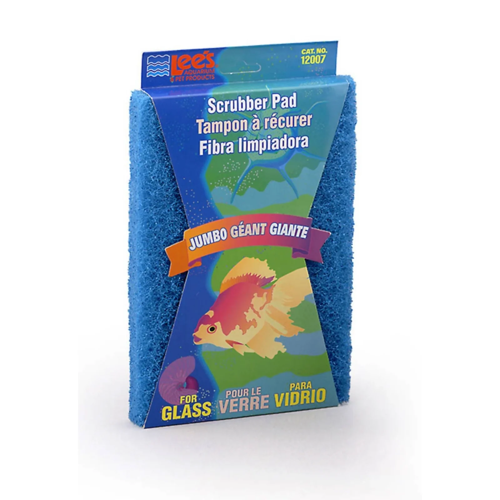 Lee's Aquarium & Pet Products Scrubber Pad for Glass Aquariums Blue, 1ea/6 In X 9 in, Jumbo