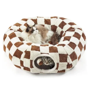 Lesure® Cat Tunnel Bed for Indoor Cats, Checkerboard