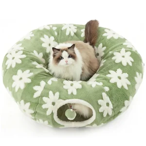 Lesure® Cat Tunnel Bed for Indoor Cats, Flowers
