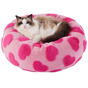 Lesure® Cute Donut Pet Bed for Dogs & Cats - Pink Hearts