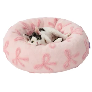 Lesure® Cute Small Donut Round Pet Bed for Dogs & Cats - Bow