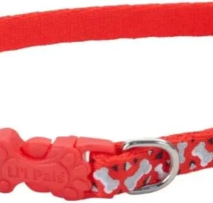 Li'L Pals Reflective Collar - Red with Bones