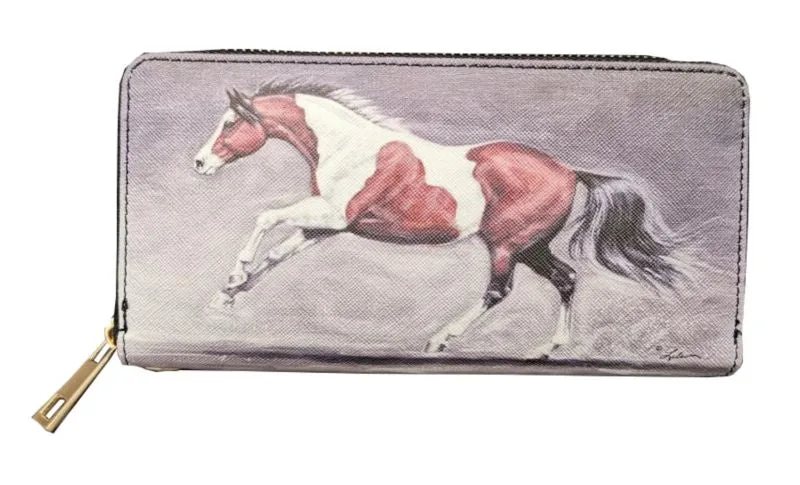 Lila Paint Horse Clutch Wallet