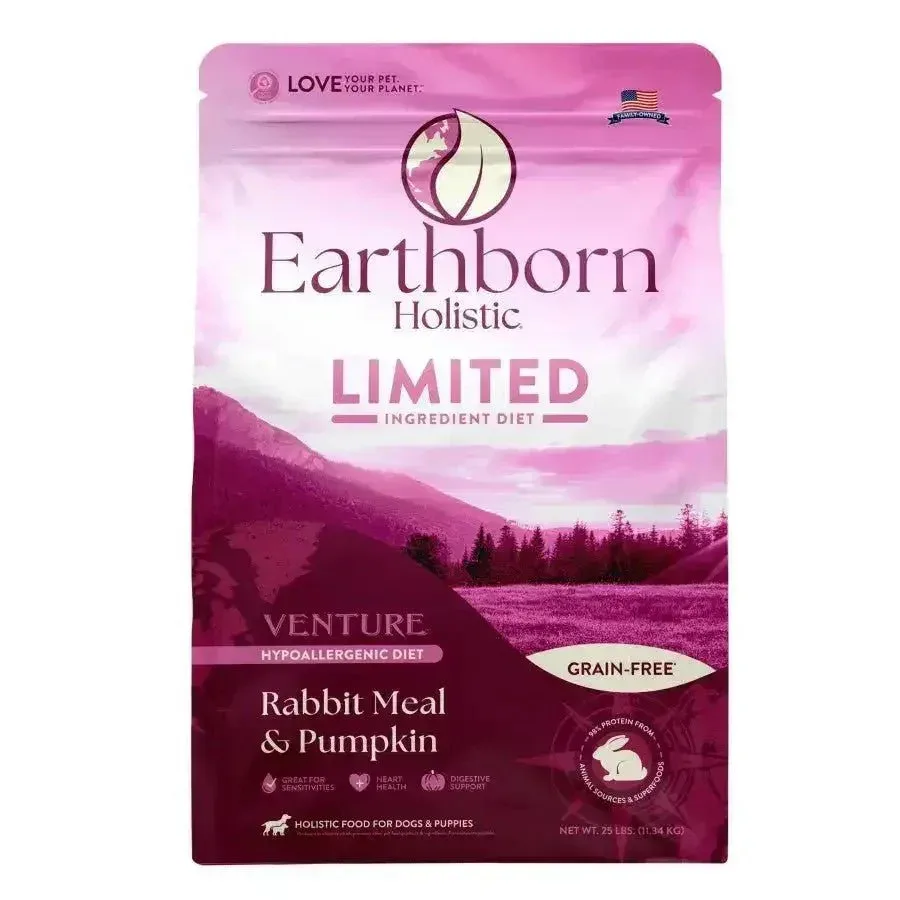 Limited Ingredient Dog Food: Earthborn Holistic Venture Rabbit & Pumpkin Recipe for Sensitive Dogs