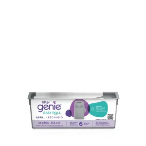 Litter Genie Easy Roll Cat Litter Disposal Refill Bags, Ultimate Odor Control, 1 Roll of 24 Bags