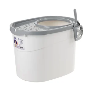 Litter Genie Enclosed Cat Litter Box With Top Entry & Scoop, Litter Grate Lid for Reduced Tracking