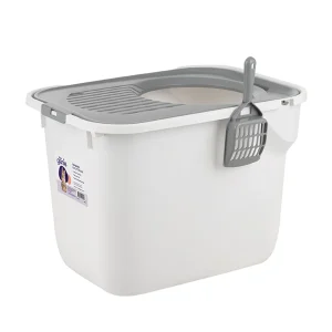 Litter Genie Enclosed Cat Litter Box With Top Entry & Scoop, Litter Grate Lid for Reduced Tracking