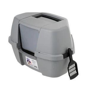 Litter Genie Enclosed Litter Box W/ Handle & Scoop, Space-Saving Corner Design,Odor Control Flap