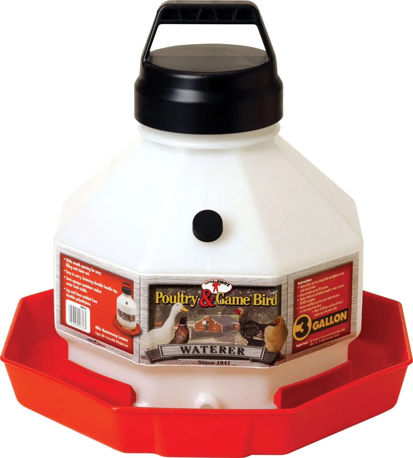 Little Giant Plastic Poultry Waterer 7 Gallon Red - Image 2
