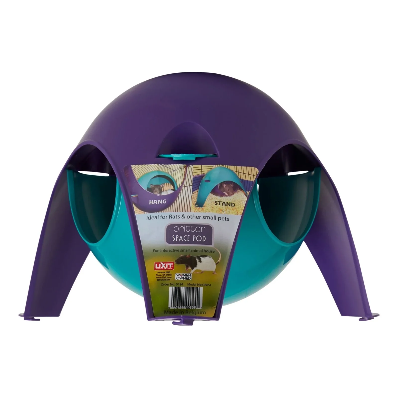 Lixit Critter Space Pod Small Animal House, Purple/Blue, LG