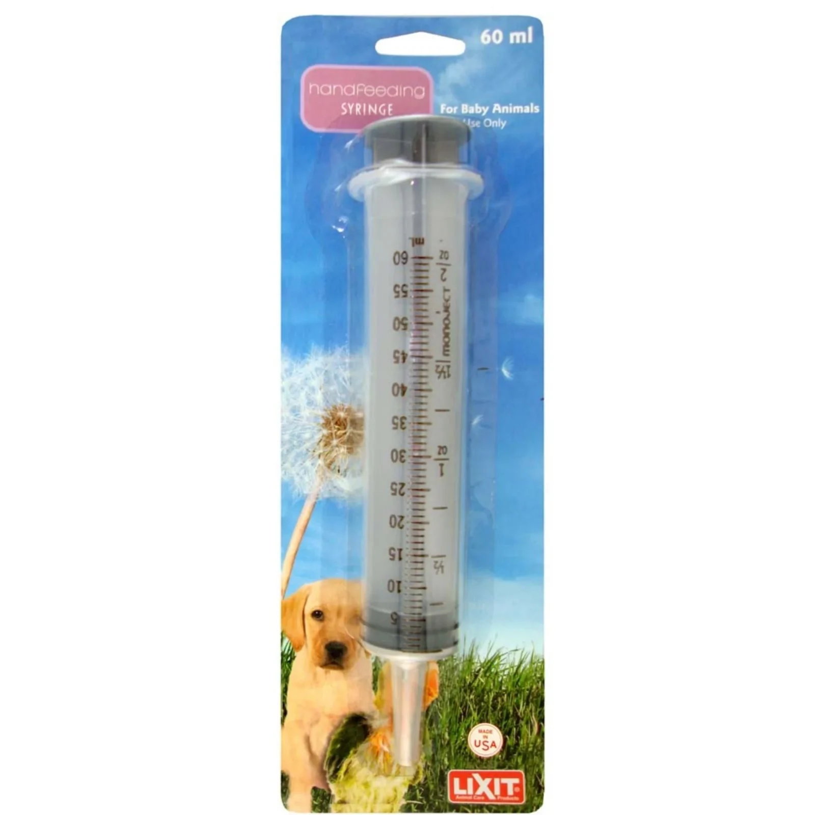 Lixit Hand Feeding Syringe for Baby Animals, 60 Ml