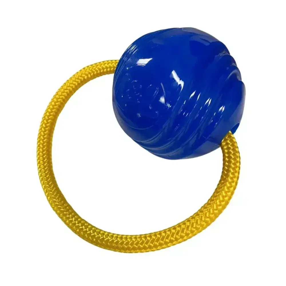 Loop & Launch Launchable Large Ball in Blueberry Blue Dog Toy Launcher 4"