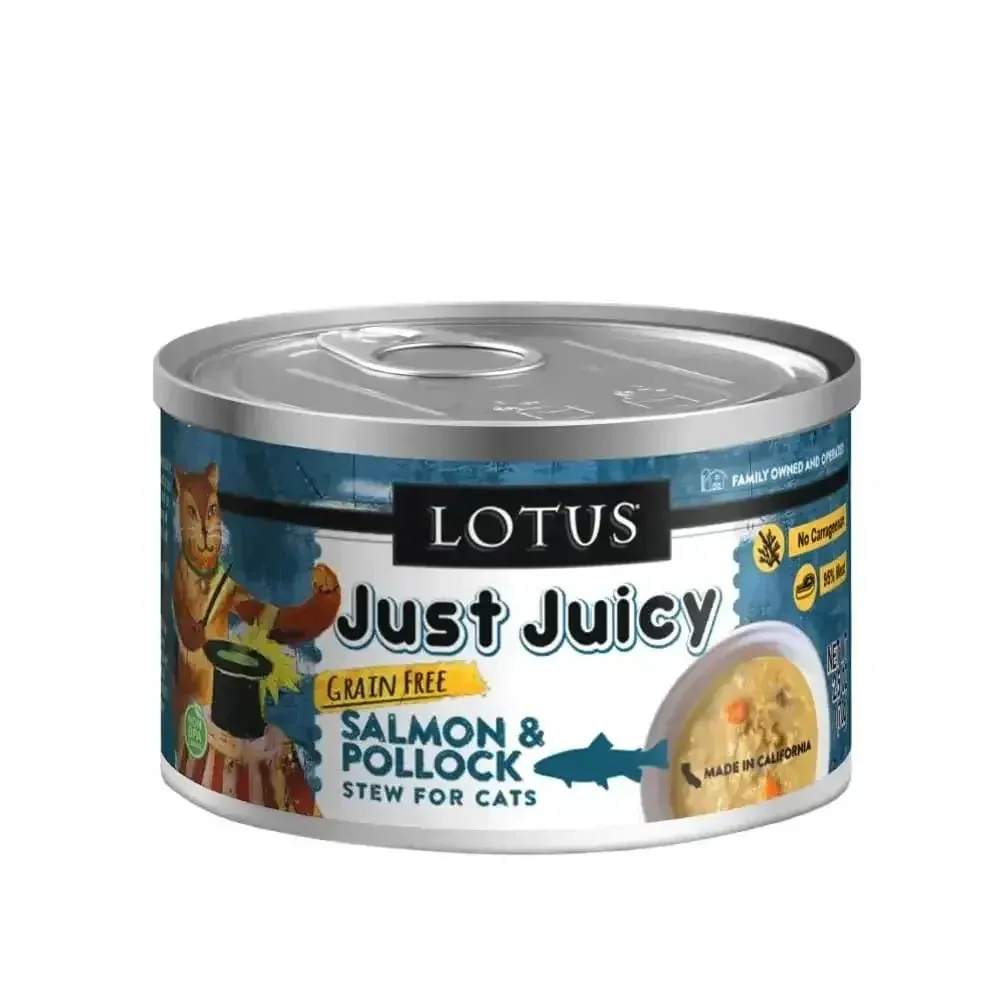 Lotus Just Juicy Salmon & Pollock Stew Grain-Free Wet Cat Food – 24/2.5oz