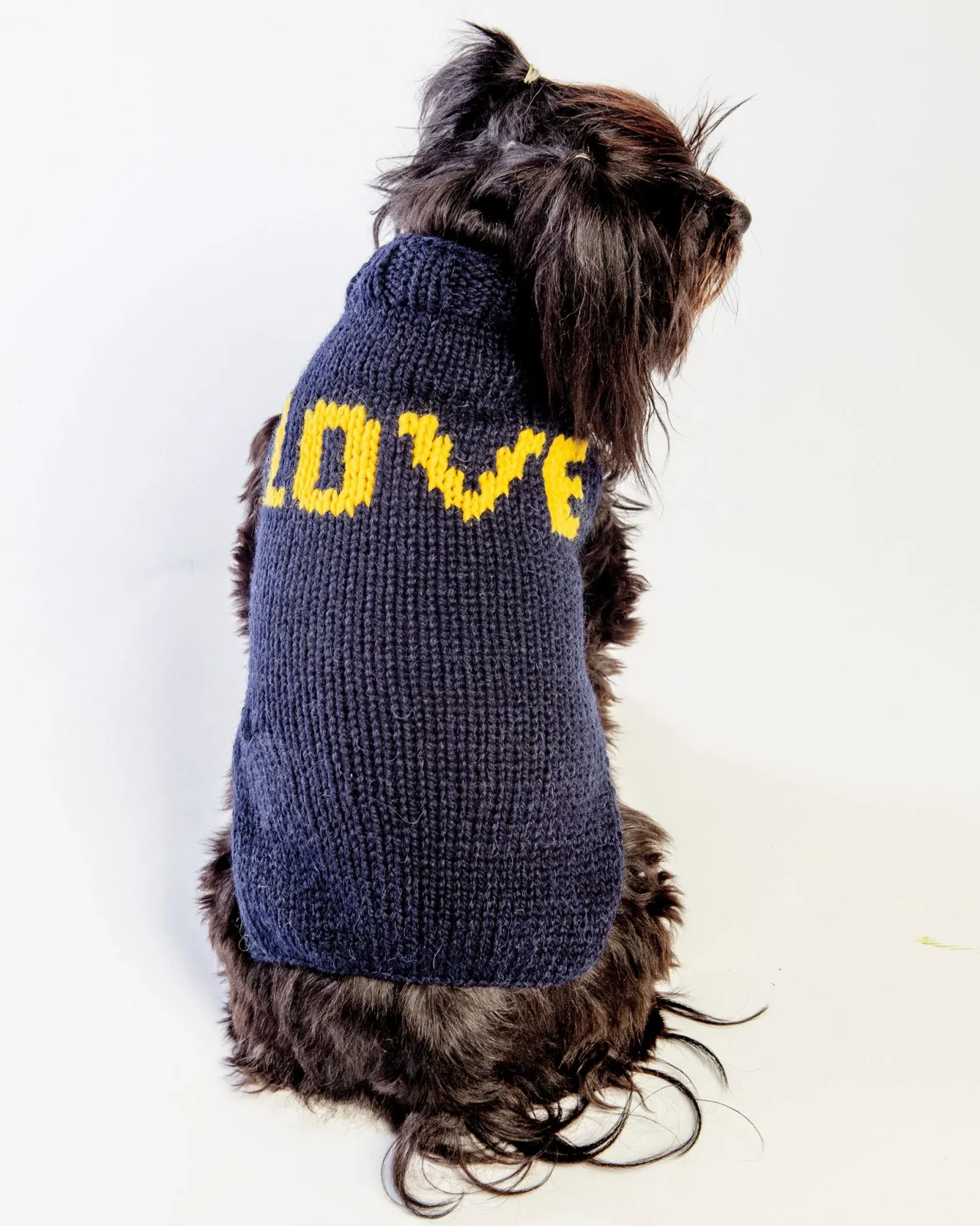 "Love" Knit Dog Sweater in Navy Alpaca <> - Image 2