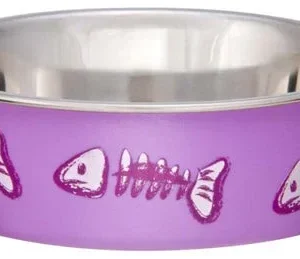Loving Pets Bella Designer Fish Skeleton Cat Dish Lilac, 1ea/XS