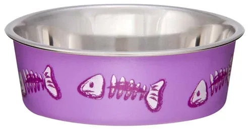 Loving Pets Bella Designer Fish Skeleton Cat Dish Lilac, 1ea/XS
