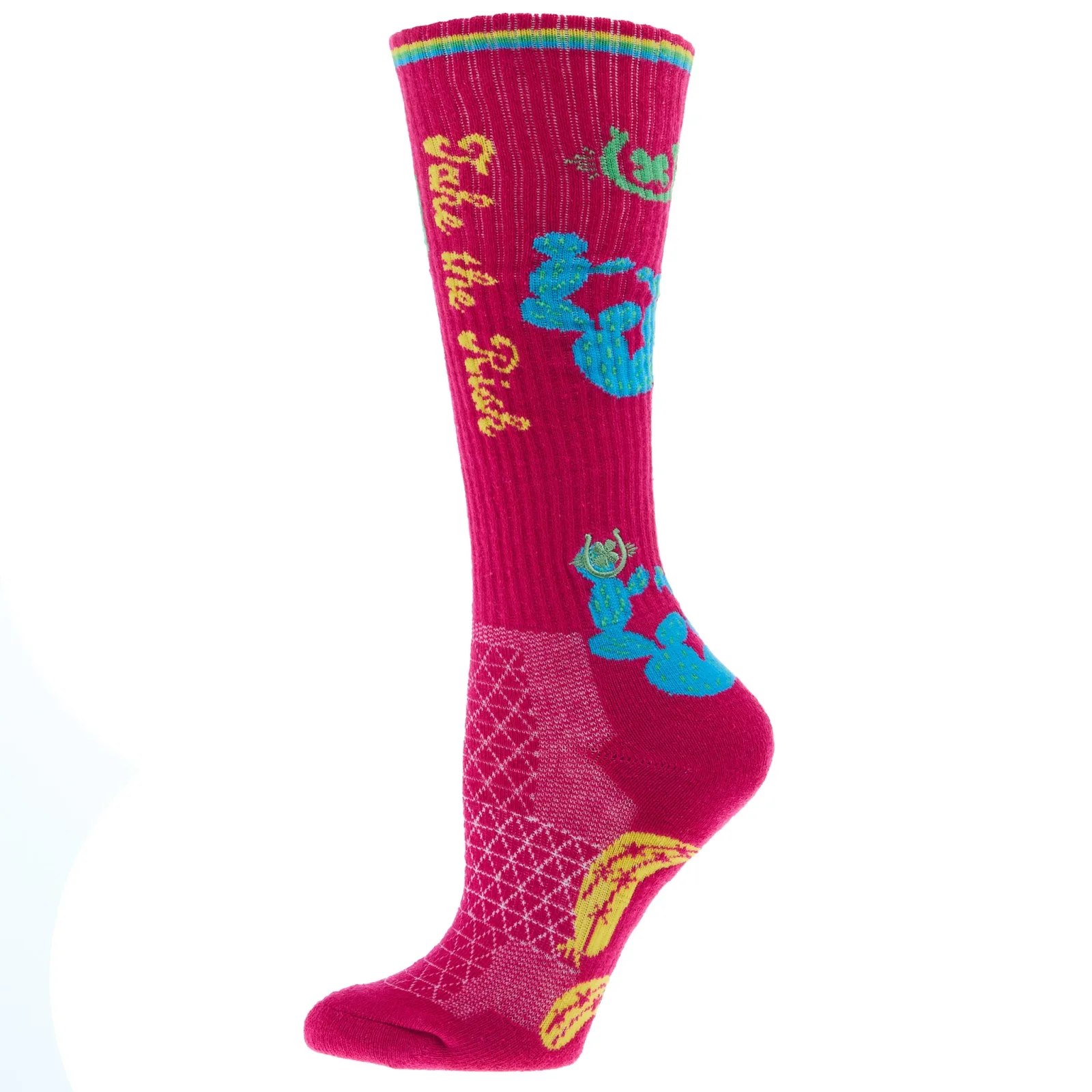 Lucky Chuck Take The Risk Hot Pink Performance Crew Socks OSFM - Image 2