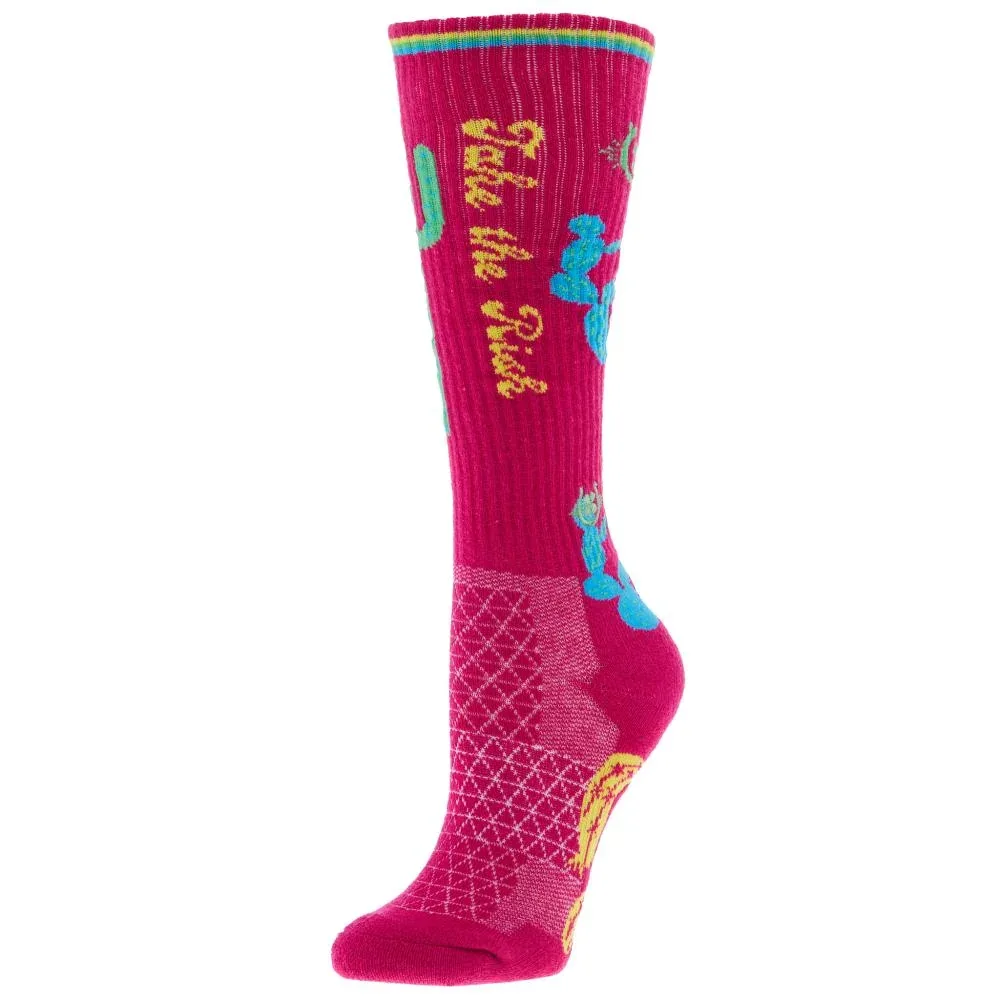 Lucky Chuck Take The Risk Hot Pink Performance Crew Socks OSFM