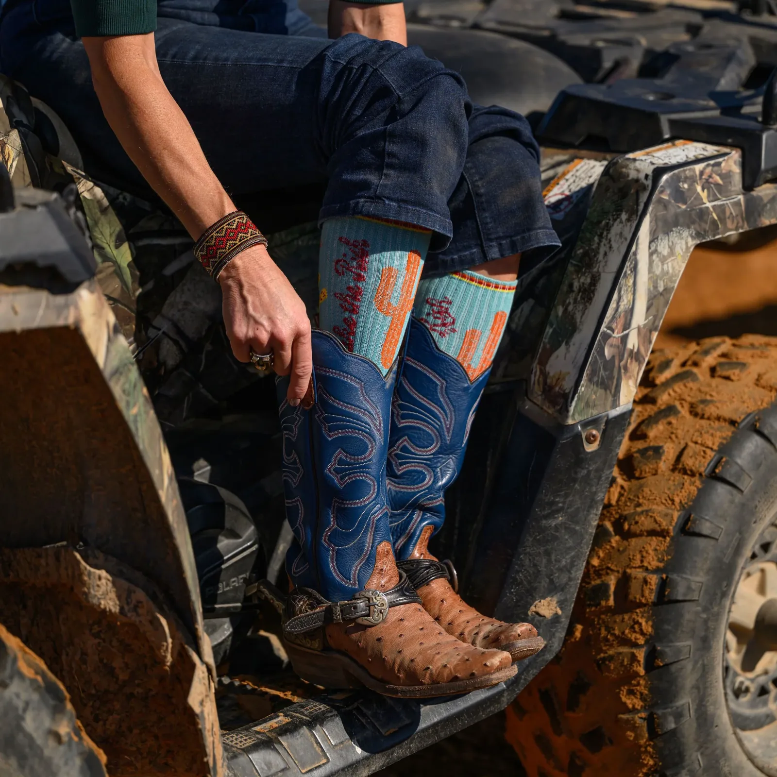 Lucky Chuck Take the Risk Turquoise Performance Crew Socks OSFM - Image 2