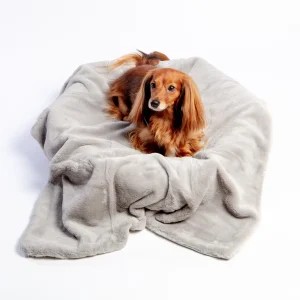 Luxe Grey Faux Fur Dog Blanket (Made in the USA) <>