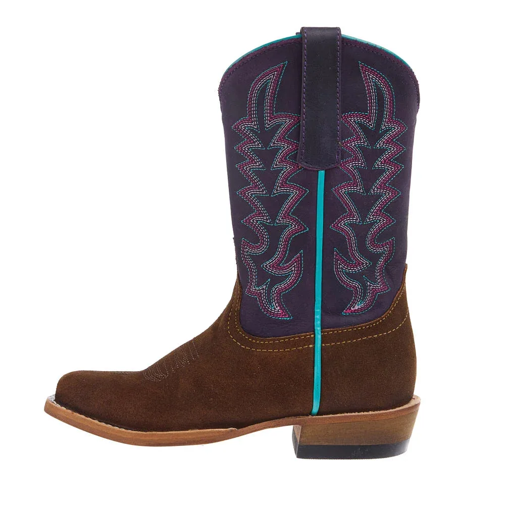 Macie Bean Girl's Snuff Waxy Commander and Purple Nashville Cutter Toe Boot - Image 2