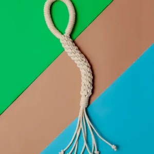 Macrame Rope Cotton Dog Tug Toy in Ivory (Made in the USA)