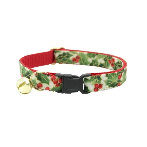 Made By Cleo® Holiday Holly Christmas Botanical Breakaway Cat Collar
