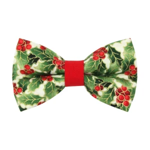 Made By Cleo® Holiday Holly Christmas Botanical Cat Bow Tie