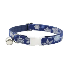 Made By Cleo® Shimmering Snowflakes Winter Blue Breakaway Cat Collar