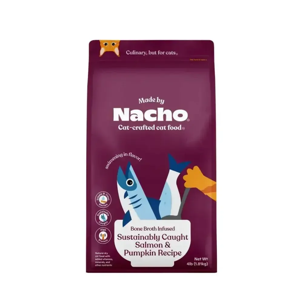Made by Nacho Bone Broth Infused Sustainably Caught Salmon & Pumpkin Recipe Dry Cat Food